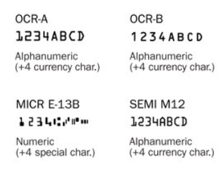 OCR常见字体中MICR和SEMI M12的字体形态