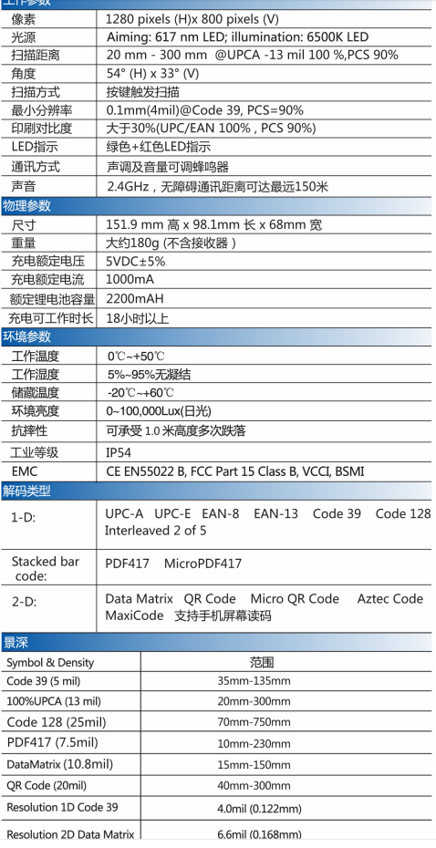 MX-2038WL无线二维扫描枪