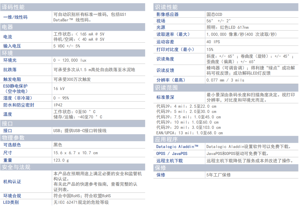 Datalogic得利捷QD2200有线扫描枪